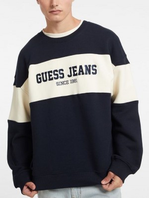 Guess Horizontal Stripe Crewneck Sweatshirt Blauw | GUESS-SN31022