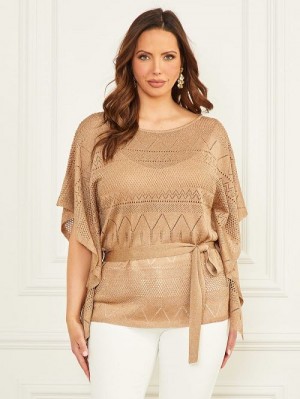 Guess Hydra Kimono Sweater Top Beige | GUESS-SN27790