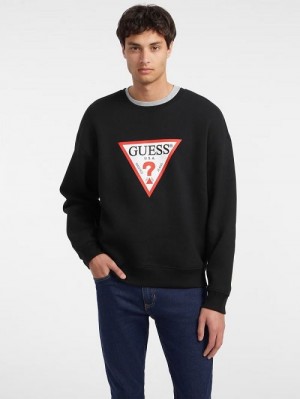 Guess Iconic Crewneck Sweatshirt Zwart | GUESS-SN31019