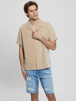 Guess Imperial Textured Knit Shirt Beige | GUESS-SN31195