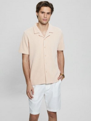 Guess Imperial Textured Knit Shirt Roze | GUESS-SN31200