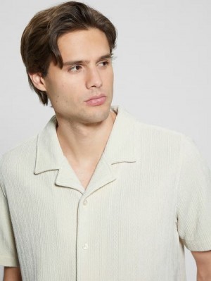 Guess Imperial Textured Knit Shirt Wit | GUESS-SN31196