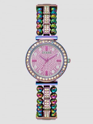 Guess Iridescent Rhinestone Analog Watch Multi | GUESS-SN30018