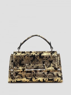 Guess Iris Floral Mini Top Handle Bag Goud | GUESS-SN29293