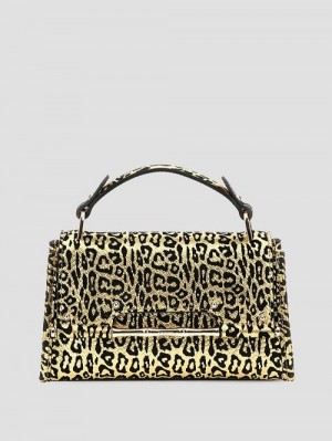 Guess Iris Leopard Mini Top Handle Bag Goud | GUESS-SN28657
