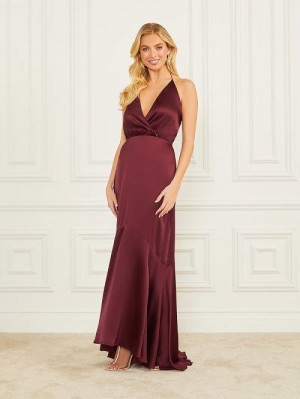 Guess Ishani Silk Gown Rood | GUESS-SN26917