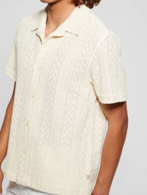 Guess Island Crochet Shirt Beige | GUESS-SN31313