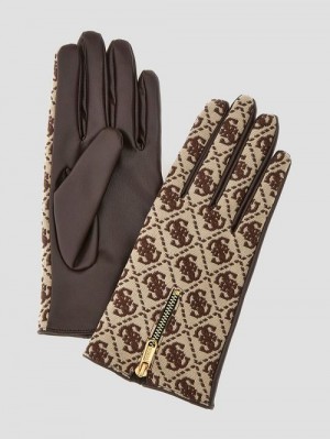 Guess Izzy Jacquard Quattro G Gloves Bruin | GUESS-SN30163