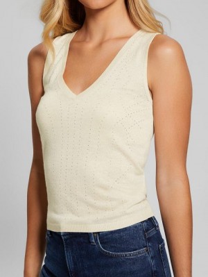 Guess Janine Rhinestone Sweater-Knit Top Wit | GUESS-SN27833