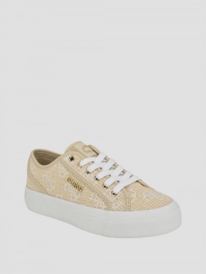 Guess Jelexa Low-Top Sneakers Beige | GUESS-SN29513