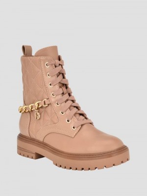 Guess Jellard Quilted Chain Moto Boots Bruin | GUESS-SN29899