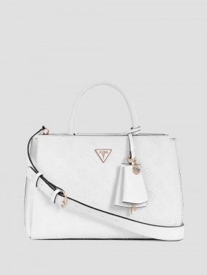 Guess Jena Elite Luxury Satchel Wit | GUESS-SN28715