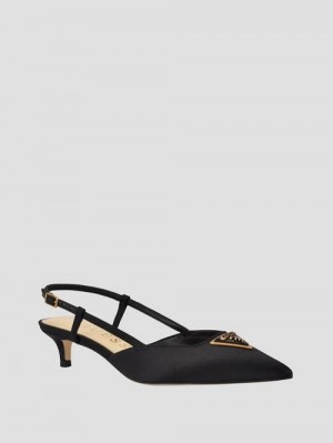 Guess Jesson Satin Kitten Heels Zwart | GUESS-SN29871
