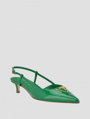Guess Jesson Triangle Kitten Heels Groen | GUESS-SN29779