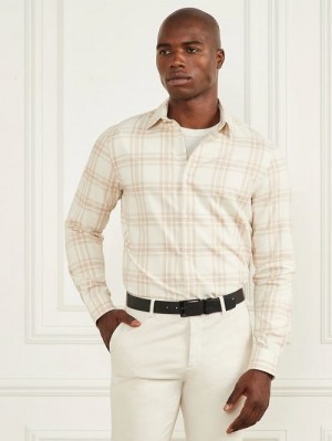 Guess Joe Plaid Shirt Beige | GUESS-SN31192