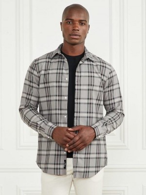 Guess Joe Plaid Shirt Zwart Wit | GUESS-SN31238