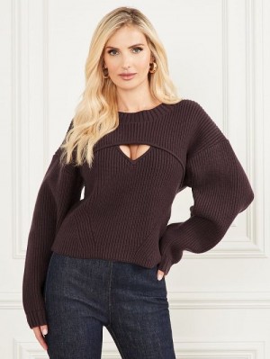 Guess Jules Cutout Sweater Bruin | GUESS-SN27456