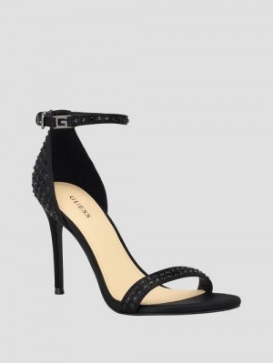 Guess Kabaile Rhinestone Heels Zwart | GUESS-SN29652