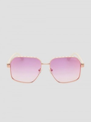 Guess Katelyn Metal Rim Signature Sunglasses Roze | GUESS-SN30077
