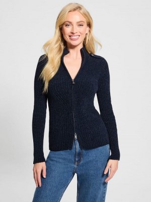 Guess Keily Zip-Front Sweater Blauw | GUESS-SN27842