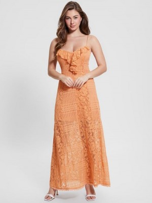 Guess Kellie Lace Maxi Dress Oranje | GUESS-SN26716