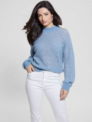 Guess Kensley Open-Knit Sweater Blauw | GUESS-SN27613