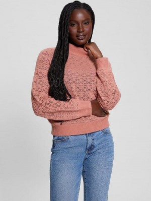 Guess Kensley Open-Knit Sweater Roze | GUESS-SN27854