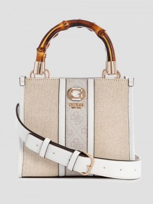 Guess Kerima Bamboo Mini Tote Wit | GUESS-SN28735