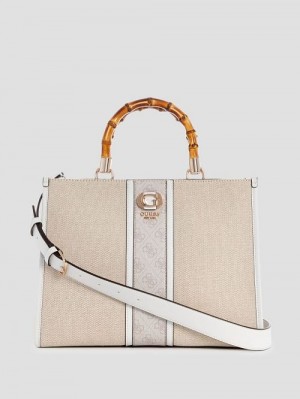 Guess Kerima Bamboo Tote Wit | GUESS-SN28727