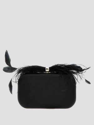Guess Keyah Feather Top Clutch Zwart | GUESS-SN28831