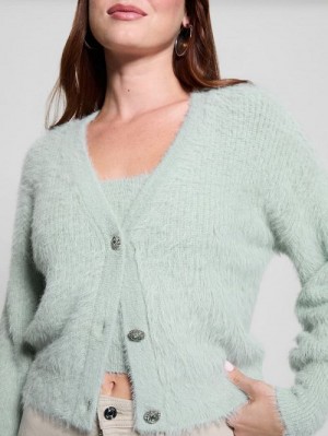 Guess Keyla Fuzzy Cardigan Groen | GUESS-SN27768