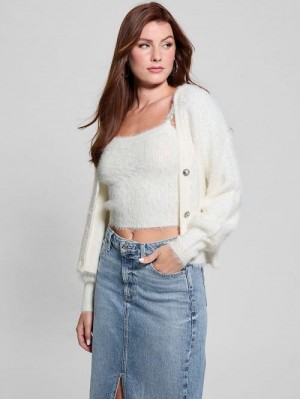 Guess Keyla Fuzzy Cardigan Wit | GUESS-SN27701
