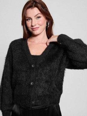 Guess Keyla Fuzzy Cardigan Zwart | GUESS-SN27767