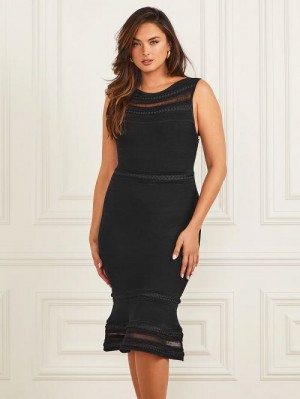 Guess Kiara Braided Bandage Dress Zwart | GUESS-SN26875