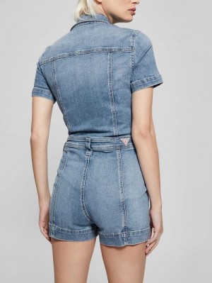 Guess Lara Denim Romper Blauw | GUESS-SN26667