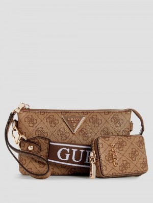 Guess Latona Quattro G Mini Crossbody Bruin | GUESS-SN29012