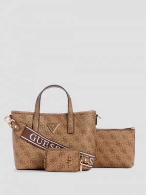 Guess Latona Quattro G Mini Tote Set Bruin | GUESS-SN29456