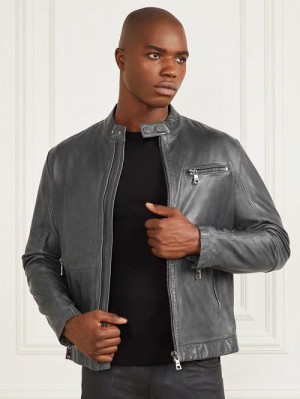 Guess Leather Biker Jacket Zwart | GUESS-SN30733