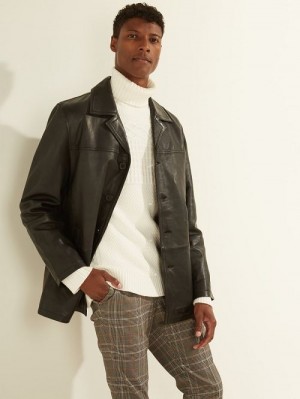 Guess Leather Car Coat Zwart | GUESS-SN30775