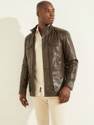 Guess Leather Field Jacket Bruin | GUESS-SN30755