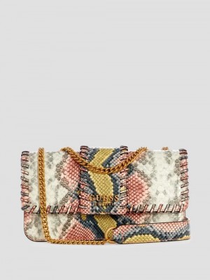 Guess Libera Python Convertible Crossbody Roze | GUESS-SN28778