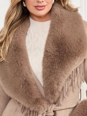 Guess Liliana Wool-Blend Coat Beige | GUESS-SN27938