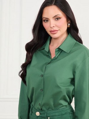 Guess Lisa Poplin Shirt Groen | GUESS-SN27433