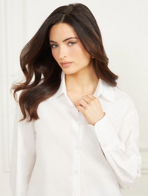 Guess Lisa Poplin Shirt Wit | GUESS-SN27518