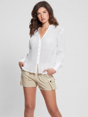 Guess Lisette Printed Top Wit | GUESS-SN27535