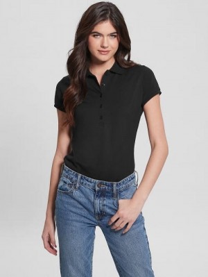Guess Liza Pique Polo Zwart | GUESS-SN28390