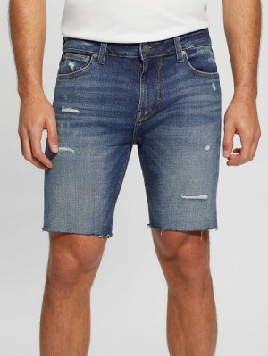 Guess Logan Slim Denim Shorts Blauw | GUESS-SN31375