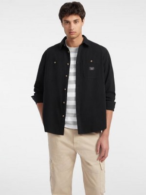 Guess Long-Sleeve Pocket Shirt Zwart | GUESS-SN31167