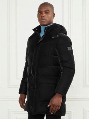Guess Long Down Hooded Jacket Zwart | GUESS-SN30799