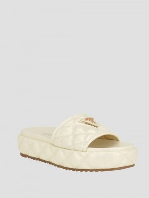 Guess Longo Quilted Flatform Slides Wit | GUESS-SN29666